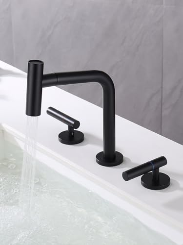 Robinet de lavabo extractible cuivre double commande mitigeur salle de bain chromé - 6