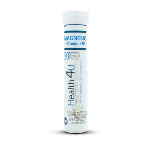 H4U Magnesio + Vitamina B6 20 comprimidos efervescentes sabor limón - Suplemento para Reducción Cansancio y Fatiga