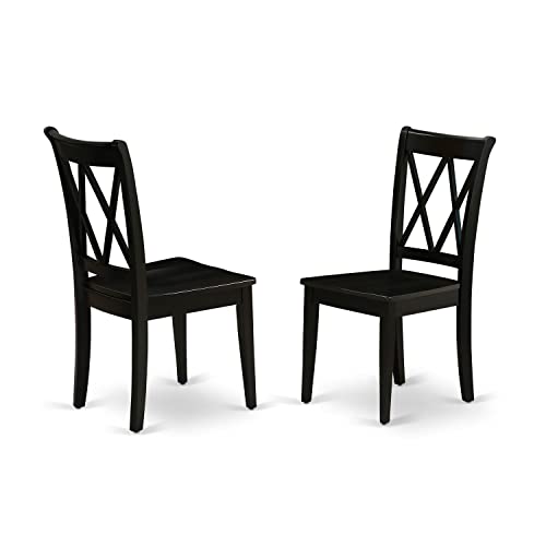 East-West-Furniture-CLC-BLK-W-Clarksville-Dining-Chairs-Double-Cross-Back-Wooden-Seat-Chairs-Set-of-2-Black East West Furniture CLC BLK W Clarksville Dining Chairs Double Cross Back Wooden Seat Chairs Set of 2 Black