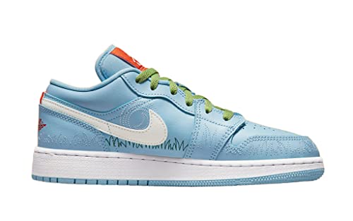 Jordan 1 Low SE Stitch (GS) (Psychic Blue/Sail-Vivid Green, us_Footwear_Size_System, Big_Kid, Numeric, Medium, Numeric_7)2