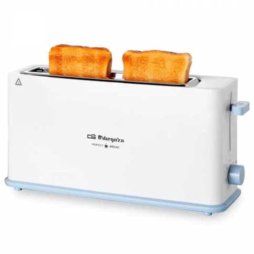 Orbegozo TO 4014 Langschlitz-Toaster, 7 Bräunungsstufen, Kalt-Touch-Gehäuse, Krümelschublade, Brötchenwärme, Schnellstopp, 850 W