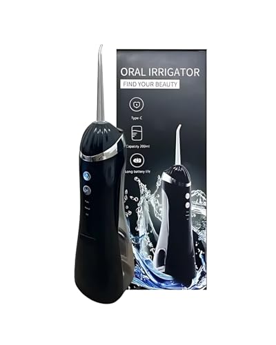 Irrigador Oral Portátil com 4 Bicos e Cabo USB-C – Fio Dental Elétrico Recarregável com Jato de Água Dental, 3 Modos, Reservatório 200ml, para Higiene Bucal e Limpeza Interdental