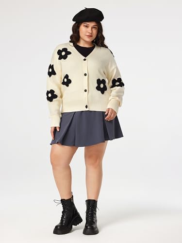 CIDER Womens Cardigan V Neck Floral Cardigan for Women Knit Button Down 2024 Fall4
