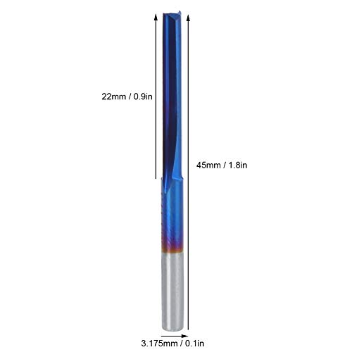 Image of flexman 10Pcs 3.175X22 Double Flute Straight Milling Cutter Set, Cemented Carbide Milling Cutter with Blue Coating for Processing Wood MDF Acrylic PVC EVA