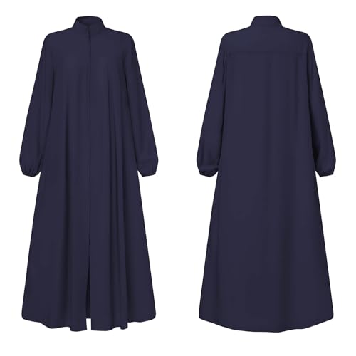 Image of Womens Abaya Muslim Long Sleeve Front Zipper Dress Prayer Islamic Clothes with Pockets