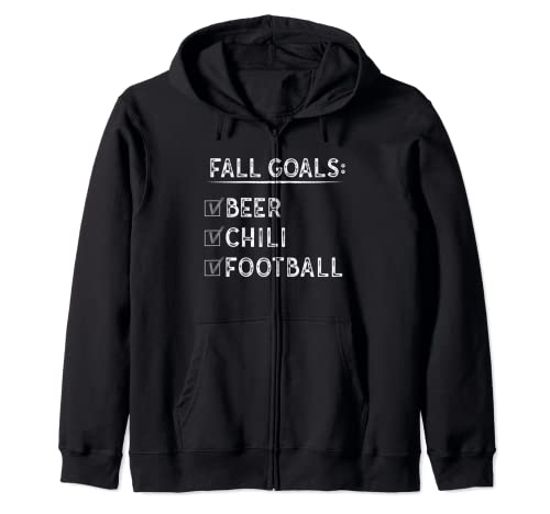 Beer, Chili, Football Fan Gift Camping Fall Checklist Zip Hoodie