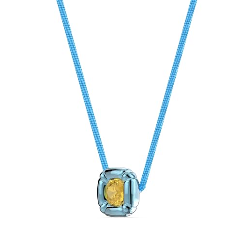 SWAROVSKI Dulcis Necklace, Single Yellow Crystal in a Bright Blue Setting on a Braided Cord, Part of The Dulcis Collection3