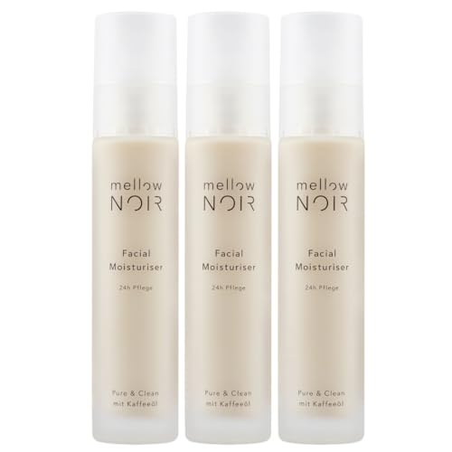 mellow NOIR Facial Moisturiser 3x 50ml | 24h Feuchtigkeit | Feuchtigkeitscreme für das Gesicht | Gesichtscreme für Damen & Männer | Vegan | zertifizierte Naturkosmetik