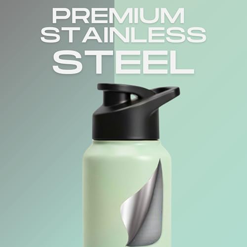 Image of Speedex Stainless Steel Water Bottle 1 Ltr, Leak Proof Sipper Cap, BIS Approved 1000 ml Metal Bottle For Daily, Office, School, Gym, Travel Use for Men, Women, Kids, Adults, Dual Green, Set of 1