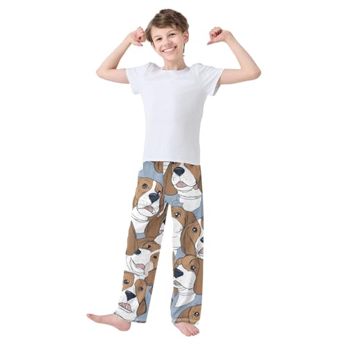 ZZXXB Beagles Boys Long Pants Soft Trousers Elastic Waist Kids Lounge Bottoms with Pockets S-XL3