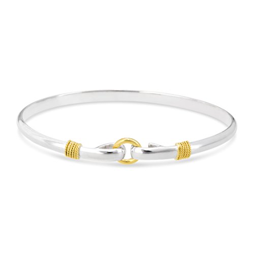 Michaels Jewelers-Provincetown Center Circle Porthole Cape Cod Style Bracelet 925 Sterling Silver and 14k Gold Nautical Accents (7)
