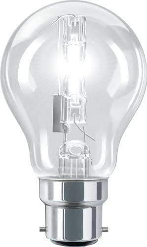 Pack of 4 x 42W Bayonet Halogen Light Bulbs, BC B22 GLS Classic Energy Saving, Dimmable Lamps