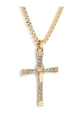 Collana color oro toretto 5665 COLLANA ORO CON CROCIFISSO DAL FILM FAST AND FURIOUS DOMINIC TORETTO PENDENTE UOMO DONNA UNISEX ACCIAIO REGALO ALLA MODA BRACCIALETTO SAN VALENTINO RAME CATENA…