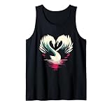 coppia di cigni a forma di cuore – retro cute swans san valentino amante canotta