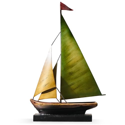 Figura Decorativa de Barco de Metal Artesanal 11" miniatura 1