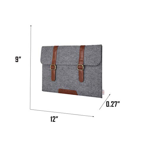 Image of OON 11 Inch Felt Laptop Sleeve Suit Up External Size 12 inch x 9 inch easily fit 11 inch laptop sleeve Steel Light Grey