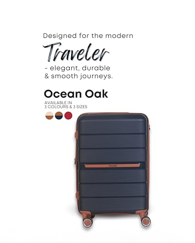 Image of CRUISE Ocean Oak 24 Inch Travel Trolley Bags | Hard Shell Expandable Suitcases with 8 Spinner Wheels | Cabin and Check-in Lightweight Luggage Bag | TSA Lock | Adjustable Handle (Set of 1)