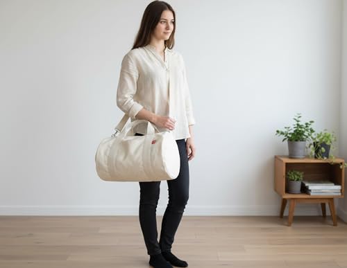 Organic Raw Cotton Canvas Duffel Bag for Women and Men Natural Canvas Duffel Gym Travel Weekender Beach College Bag Washable Anniversary Gifts2