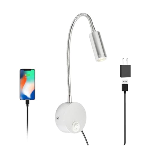 Lámpara de lectura para evitar fatiga ocular en la cama con conexión USB y luz de noche cálida 3