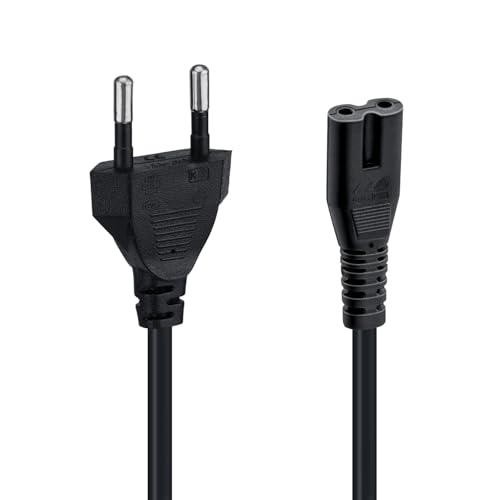 Mcbazel 1.5m Schwarzes Netzkabel, C7 Kabel Euro-Stecker C7 2-poliges Netzkabel für PS5 / PS4 / PS3 / Xbox Serie X/S - Schwarz