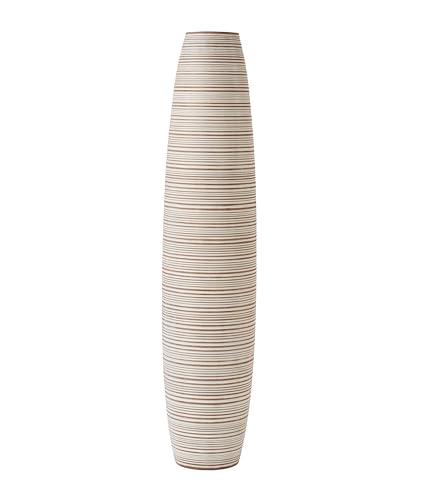 Leewadee Grand Vase A Poser Au Sol 85 cm Haut - Vase De Sol pour Fleur Ou Pampa, White Wash, Résine – Image 4