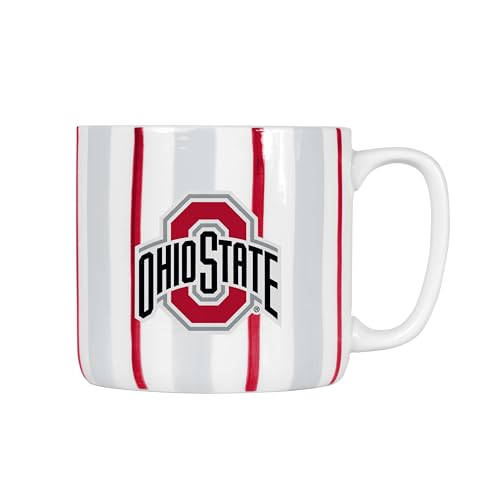Logo Brands NCAA Ohio State Buckeyes 16 oz Brushstroke Coffee Mug Hand Painted Team Color Stripe Vintage Design - Large Cup Capacity With Durable Ceramic Build