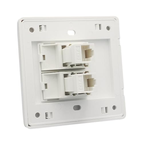 BeisDirect CAT6 Gigabit Network Socket, 86x86mm Ethernet RJ45 LAN Cable Faceplate Networking Port Dual-Pass Socket Box for Ethernet Cable Installation Female To Female Internet Outlet (LAN x 2, White)