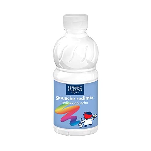 Lefranc & Bourgeois Educación, Gouache líquida Redimix, témperas para niños, 250ML Blanco, Pinturas para niños y Manualidades