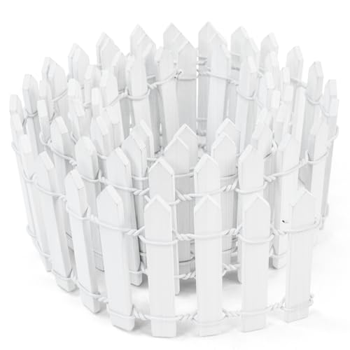 35 Inches Mini Fairy Garden Fence - White Decorative Picket Fence for Dollhouse, Crafts, Diorama, Plant Pot, Small Garden Fence, Fairy Garden Accessories Outdoor