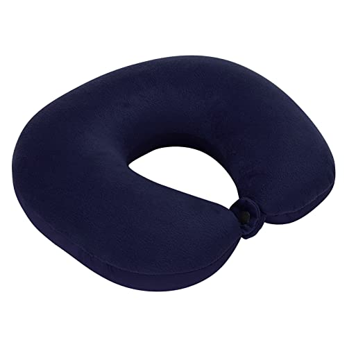 Generic Almohada de cuello de viaje de espuma viscoelástica para viajes en avión, cómoda funda lavable, almohada de apoyo para el cuello para dormir en el cuello del conductor (azul marino, talla