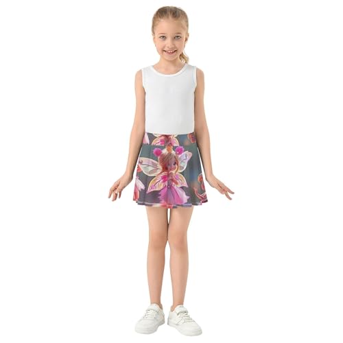 Joisal Skirts with Shorts Cute Characters Poses Girls' Shorts Athletic Skorts Colored Pleated 4t3