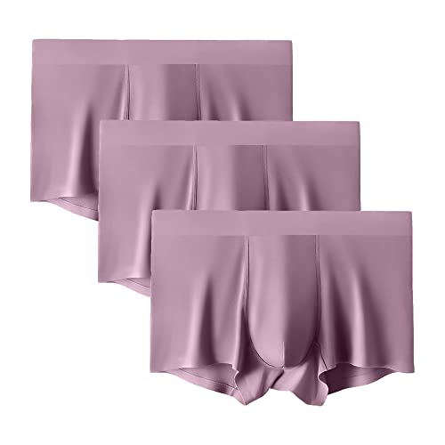 Men'S Boxer Briefs Ice Silk Cotton Modal Seamless Panties Underwear Sexy See-Through Briefs Shorts 5-Pack