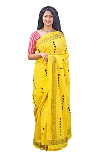 PEEGLI Damen Sari Aus Baumwolle Indische Sanganeri Handbedruckter Saree Mit Blusenteil Cover