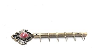 ROXA Key Holder with Red Stone/Key Holder/Key Stand/Key Hanger (6 Hooks, Gold & Red)