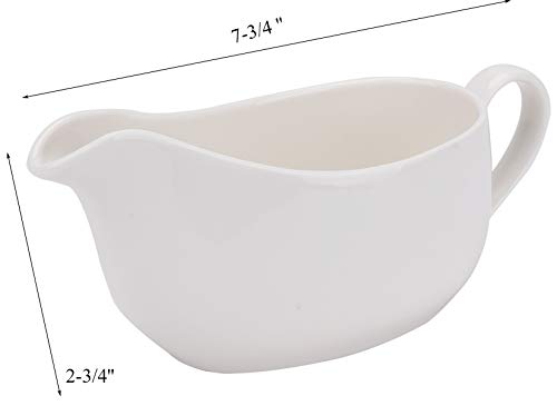 Yesland 2 Pcs 15 Oz Gravy Boat, Ceramic White Easy-Pour Gravy Boat For Dining, Holiday Meals & Parties #TOP1