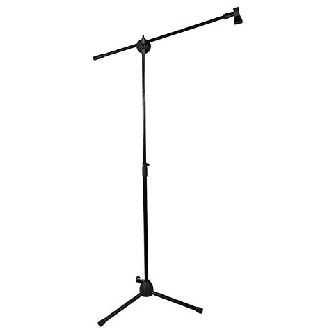 Celldeal Adjustable Microphone Stand Mic Stand Set Tripod Base with 2 Adjustable Microphone Clip Adapter Universal Microphone Arm Stand Cover