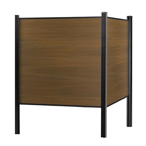 Mondaria Fence Privacy Screen with 8ft In-ground Posts, 6ft(H) x 6ft(W) Wood Plastic Composite Fence Panels Weather-Resistant Outdoor Fence for Backyard/Garden (Brown, 1 Post)