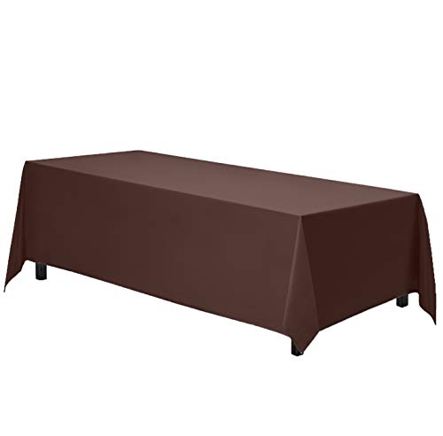 Image of Gee Di Moda Rectangle Tablecloth - 70 x 120 Inch Chocolate Table Cloth for 6 or 8 Foot Rectangle Tables - Heavy Duty Washable Fabric - for Holiday Party, Dinner, Weddings, Baby Shower & Events