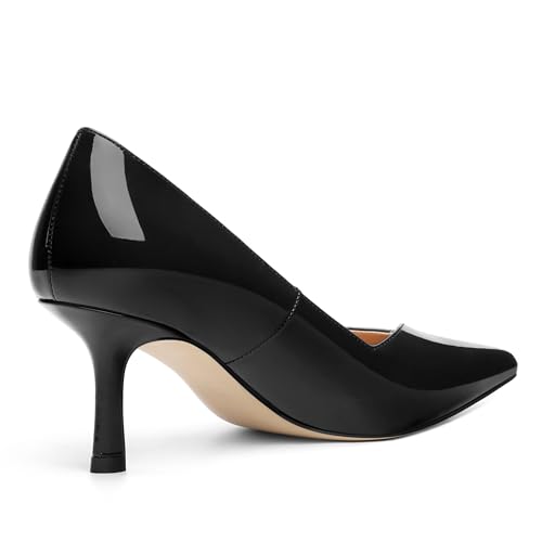 Image of Women Pointed Closed Toe 2.5 Inch Kitten Heel Slip On Pumps | Elegant Comfort Formal Dress Footwear, Versatile Ladies Shoes For Office Wedding Party Evening Daily Occasions