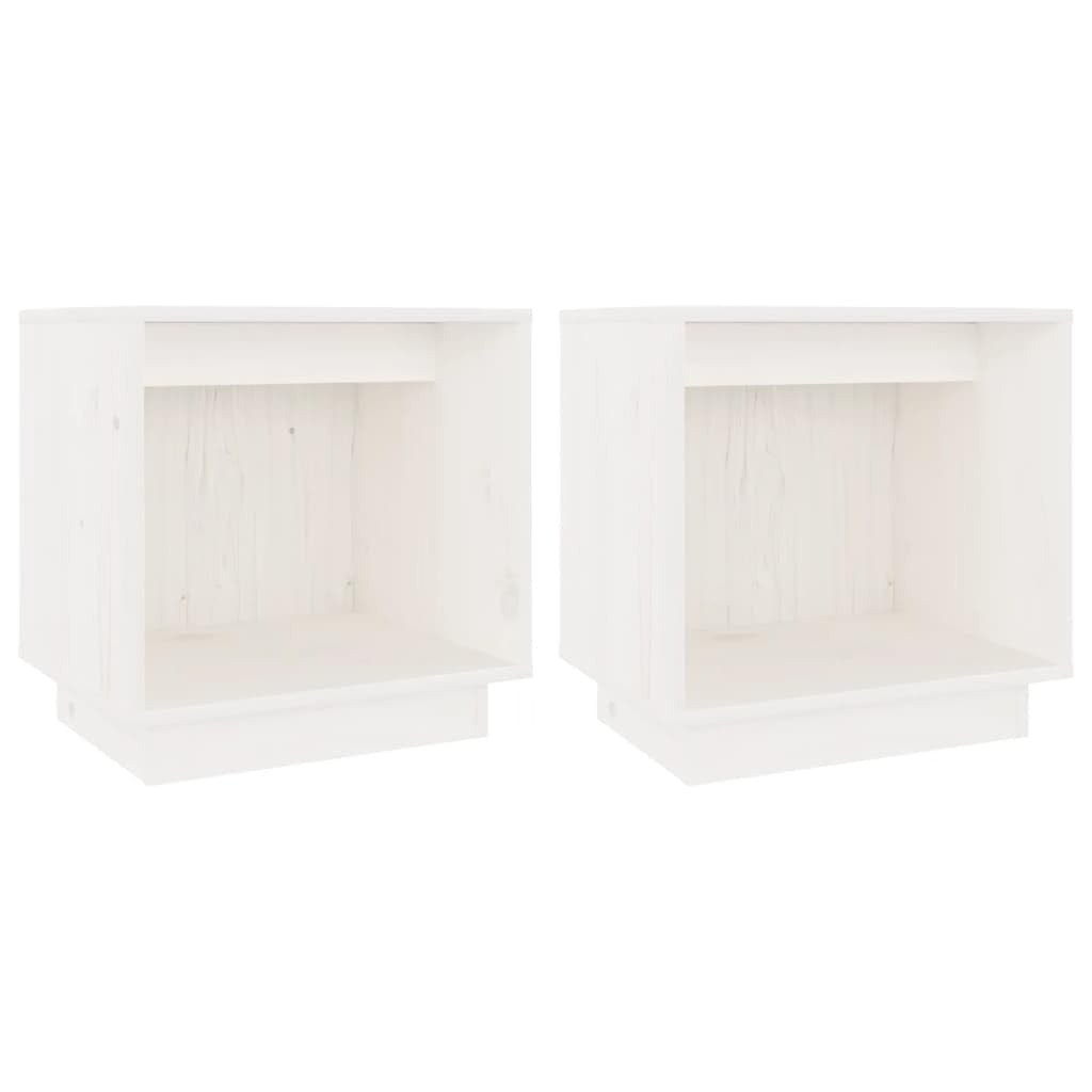 Juego de 2 mesitas de noche, 40 x 30 x 40 cm, madera maciza de pino, color blanco | Mesas auxiliares de madera auténtica resistentes para tu dormitorio, ideal como un estante funcional junto a la cama.