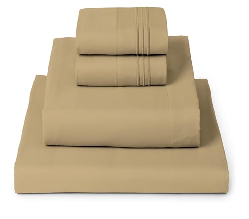 Image of Mellanni Full Sheets Set - 4 PC Iconic Collection Bedding | Hotel Luxury, Extra Soft, Cooling Bed Sheets - Wrinkle, Fade, Stain Resistant (Full, Gold)