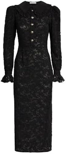 Alessandra Rich Vestido Midi Negro de Encaje con Cuello Segunda Mano