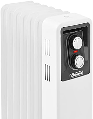 Dimplex 1.5kW Oil Filled Radiator with Variable Thermostat and 3 Heat Settings, and with frost protection distribute soothing heat X-078056, White