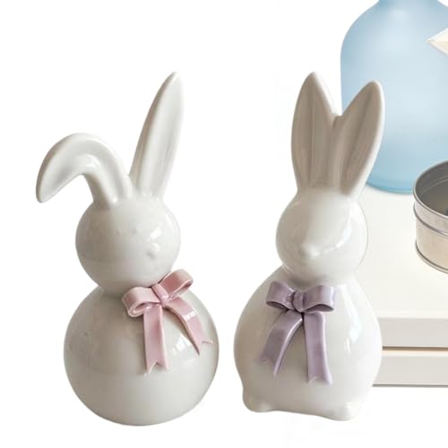 Statue de lapin en céramique blanche pour votre décoration de table - 7