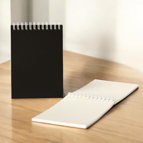 Image of INNAXA A6 Blank Notepad - 100 GSM Paper, Black Cover | Wirebound Pocket Notebook A6 Note Pad Notebook for Notes, Sketching & Ideas 50 Pages (Black, Pack of 6)