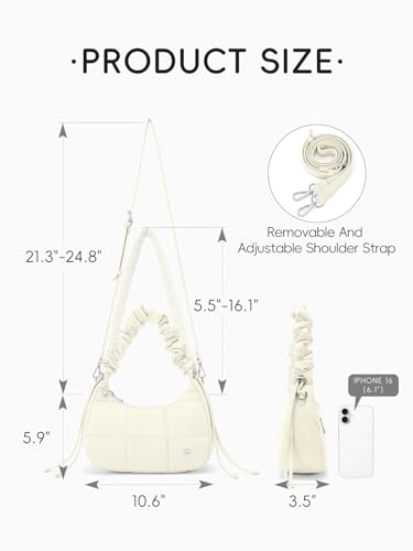 Image of WESTBRONCO Small Puffer Shoulder Bag, Quilted Crescent Crossbody Bags for Women Nylon Daily Purse, Womens Puffy Handbags