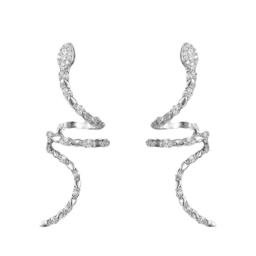 Boucle d'oreille serpent grimpante en cristal brillant pour femme sans piercing