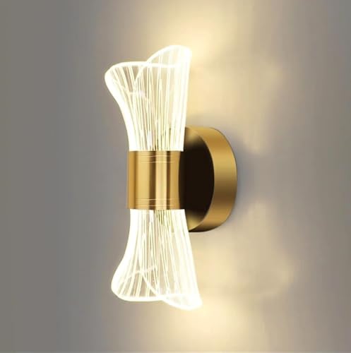 Image of Groeien 12W | 3 Color LED Nordic LED Sconce Transparent Indoor Home Acrylic Wall Lamp for Bedroom Living Room Corridor Lighting Fixtures Wall Mount(Warm+Natural+Coolwhite) (Luxe Wave, 1)