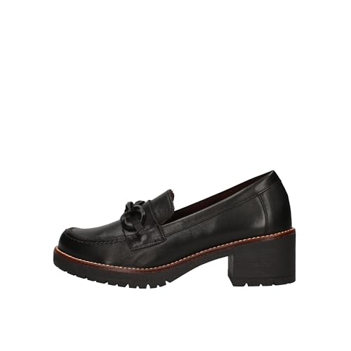 PITILLOS - Zapato mocasín con tacón Ancho y Plataforma,de Piel,Adorno,eslabón de Cadena,Sencillo, para: Mujer Color: Negro Talla:41 PITILLOS - Zapato mocasín con tacón Ancho y Plataforma,de Piel,Adorno,eslabón de Cadena,Sencillo, para: Mujer Color: Negro Talla:41
