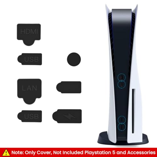 Dust Plug for PS5, 9Pcs Dust Plug Kit for PS5/PS5 Slim Console, PS5 Silicone Dust Plugs Protector Antidust Cover Dustproof Plug for Playstation 5 Disk/Digital Console PS5 Slim Game Console Accessories 7 31+JjlNN1mL